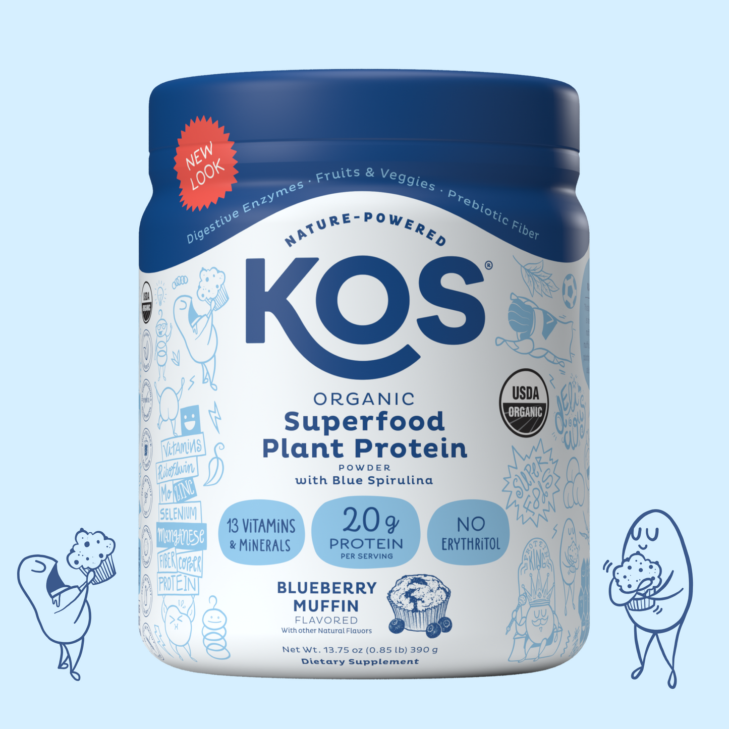 KOS Organic Plant Protein, Blueberry Muffin, 10 servings