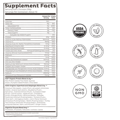 KOS Organic Plant Protein, Blueberry Muffin, 10 servings