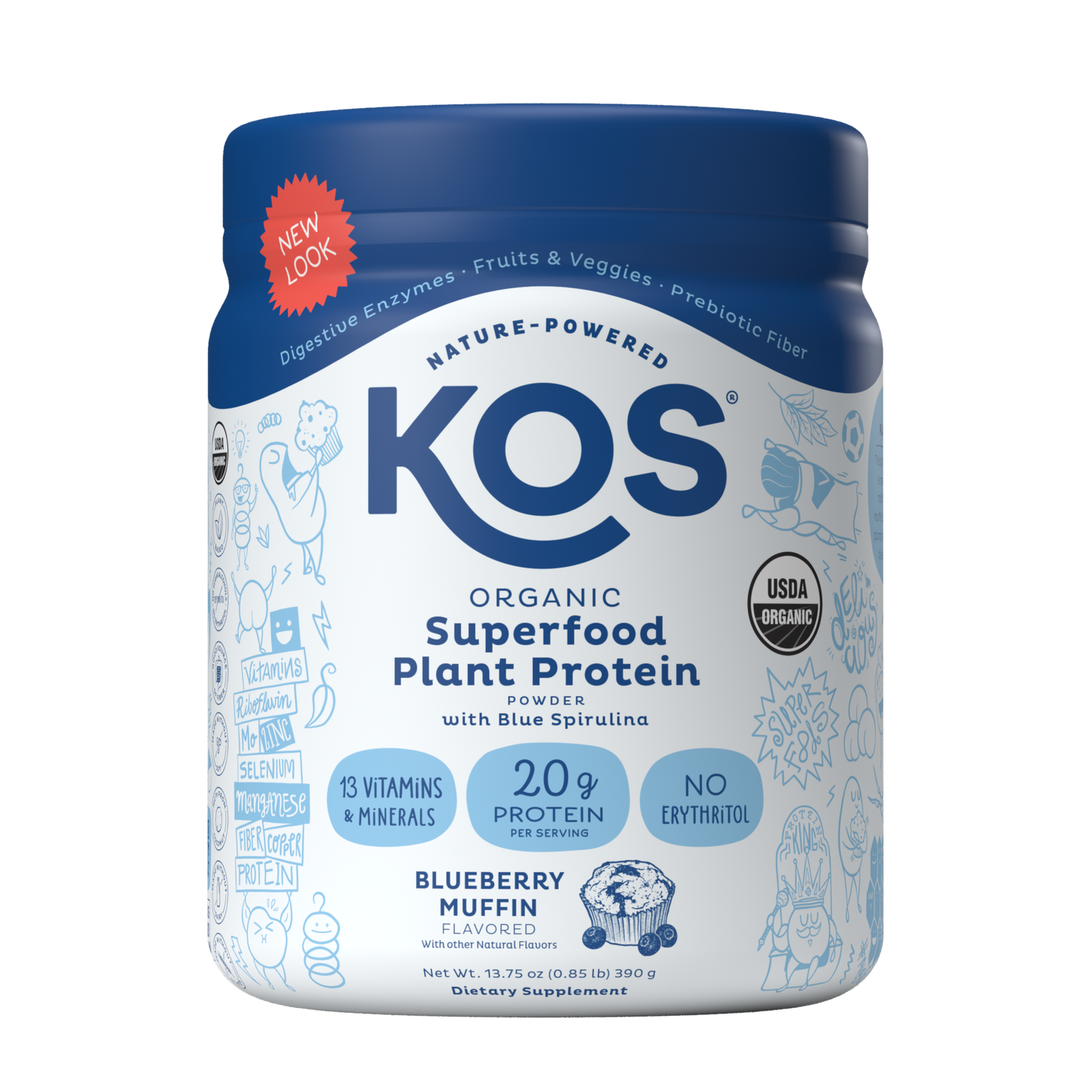 KOS Organic Plant Protein, Blueberry Muffin, 10 servings