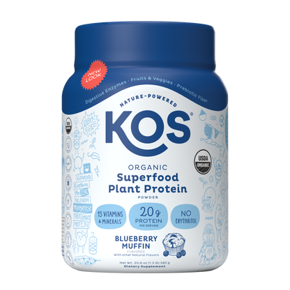 KOS Organic Plant Protein, Blueberry Muffin, 15 servings