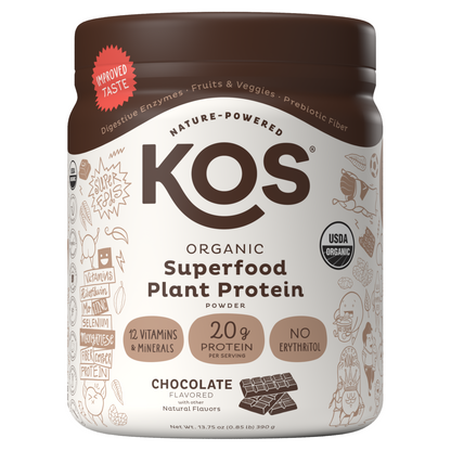 KOS Organic Plant Protein, Chocolate, 10 Servings