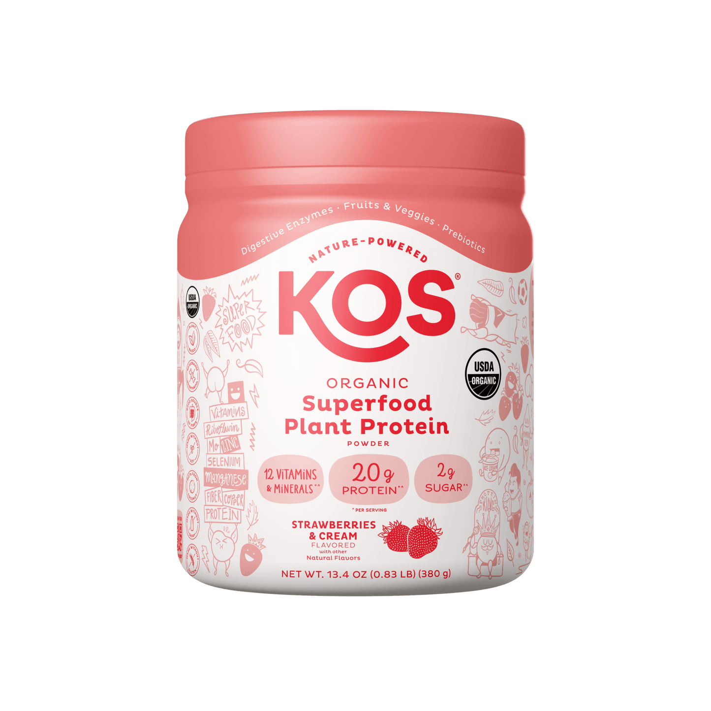 Organic Plant Based Protein Powder Strawberries & Cream Flavored, 10 Servings - Vegan America