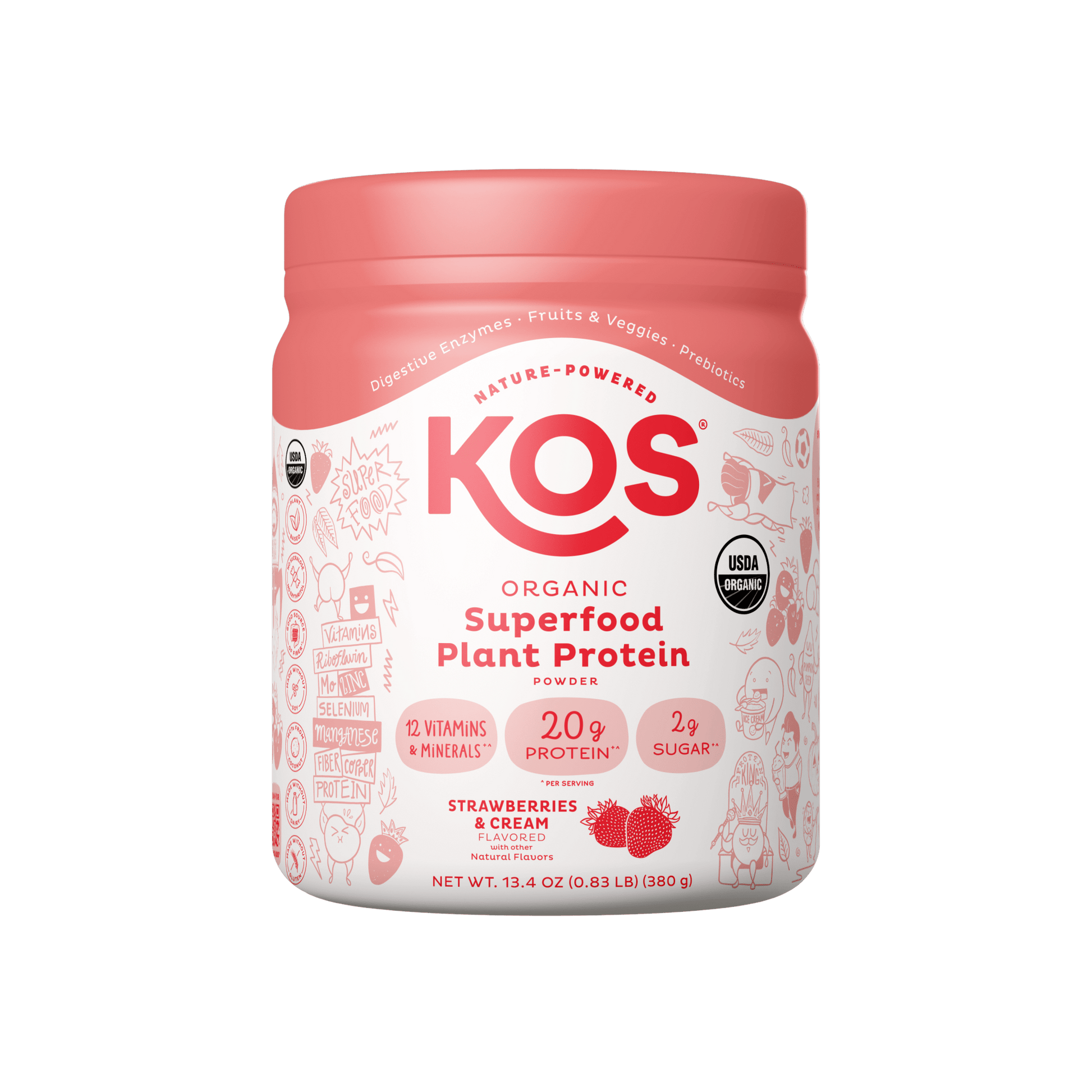 Organic Plant Based Protein Powder Strawberries & Cream Flavored, 10 Servings - Vegan America