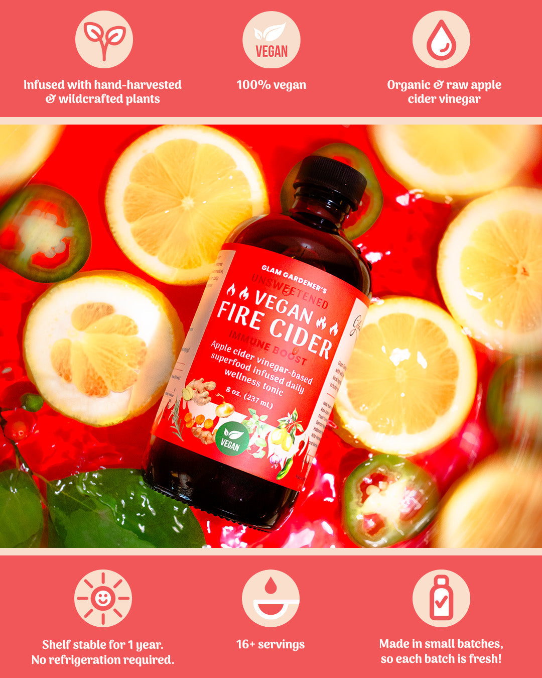 Wholesale Case (12-pack) - Vegan & Unsweetened Fire Cider