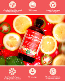 VEGAN FIRE CIDER | Superfood infused daily wellness tonic | Unsweetened with no honey