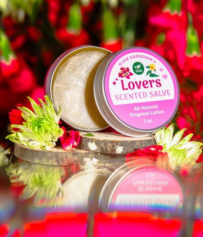 VEGAN LOVERS SALVE • Natural solid perfume and hydrating lotion infused with Rose, Damiana, and Rose absolute oil