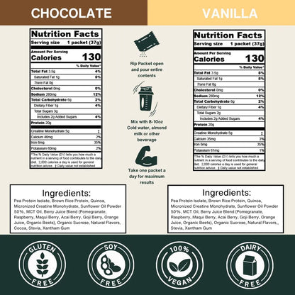 2-in-1 Vegan Protein + Creatine Travel Packets