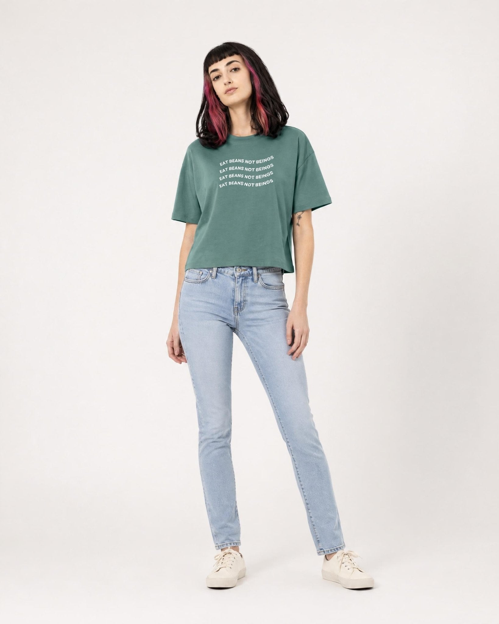 Eat Beans Not Beings Women's Boxy T-Shirt - Vegan America