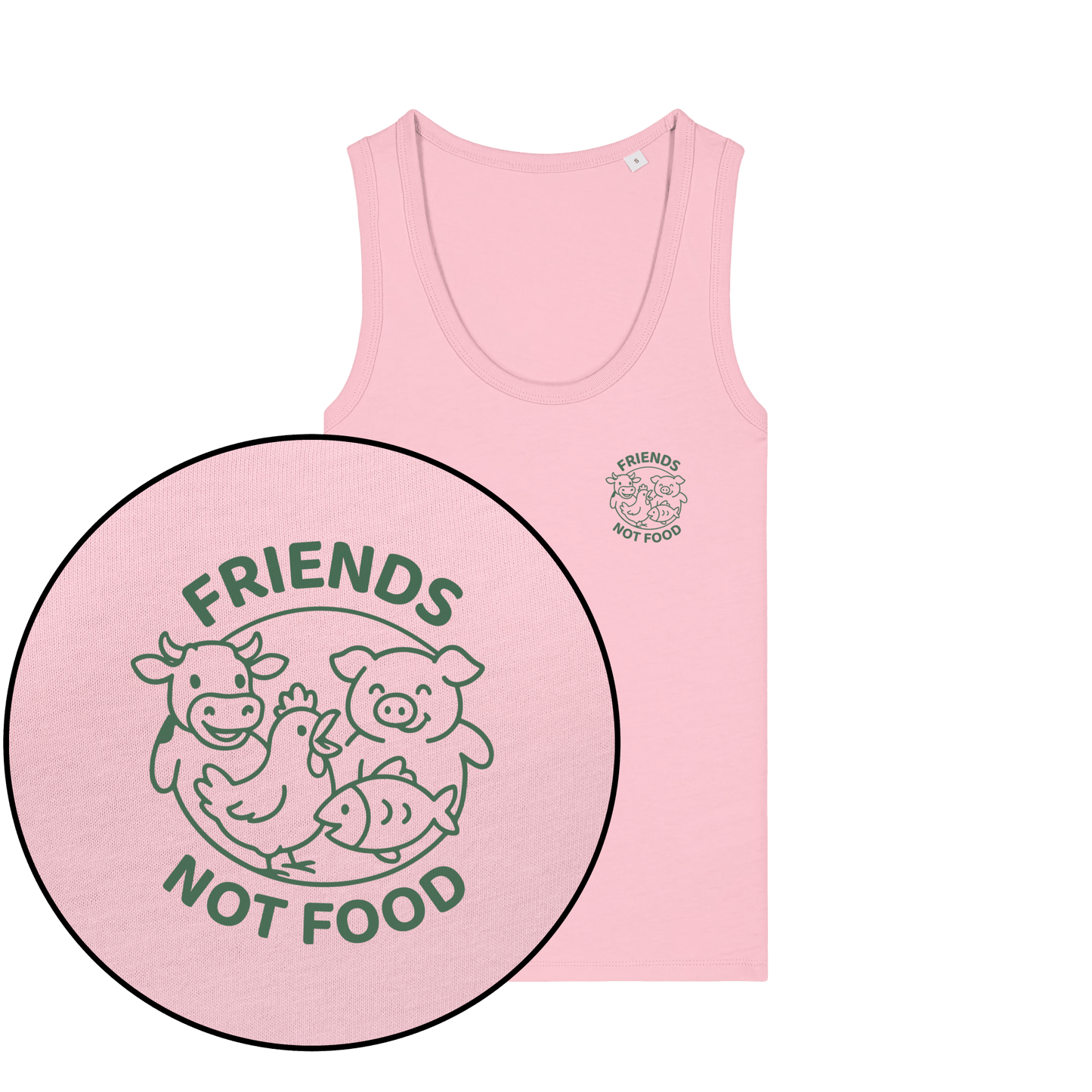 Friends Not Food Green Women's Tank Top - Vegan America
