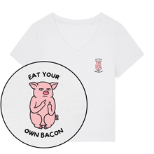 Eat Your Own Bacon Women's V Neck T-Shirt - Vegan America