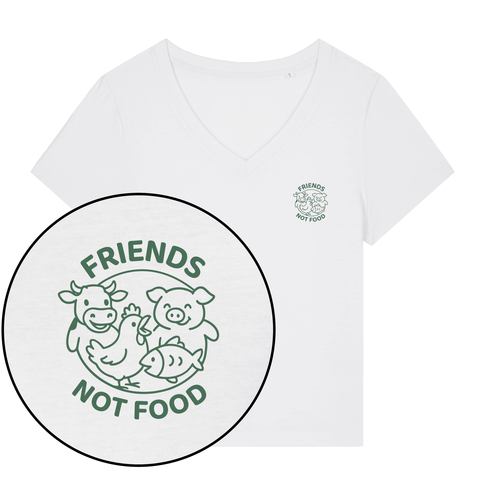 Friends Not Food Women's V Neck T-Shirt - Vegan America