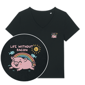 Life Without Bacon Women's V Neck T-Shirt - Vegan America