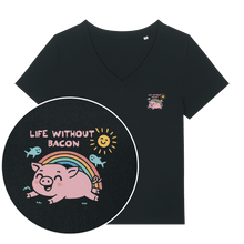 Life Without Bacon Women's V Neck T-Shirt - Vegan America