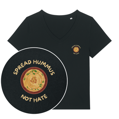 Spread Hummus Not Hate Women's V Neck T-Shirt - Vegan America