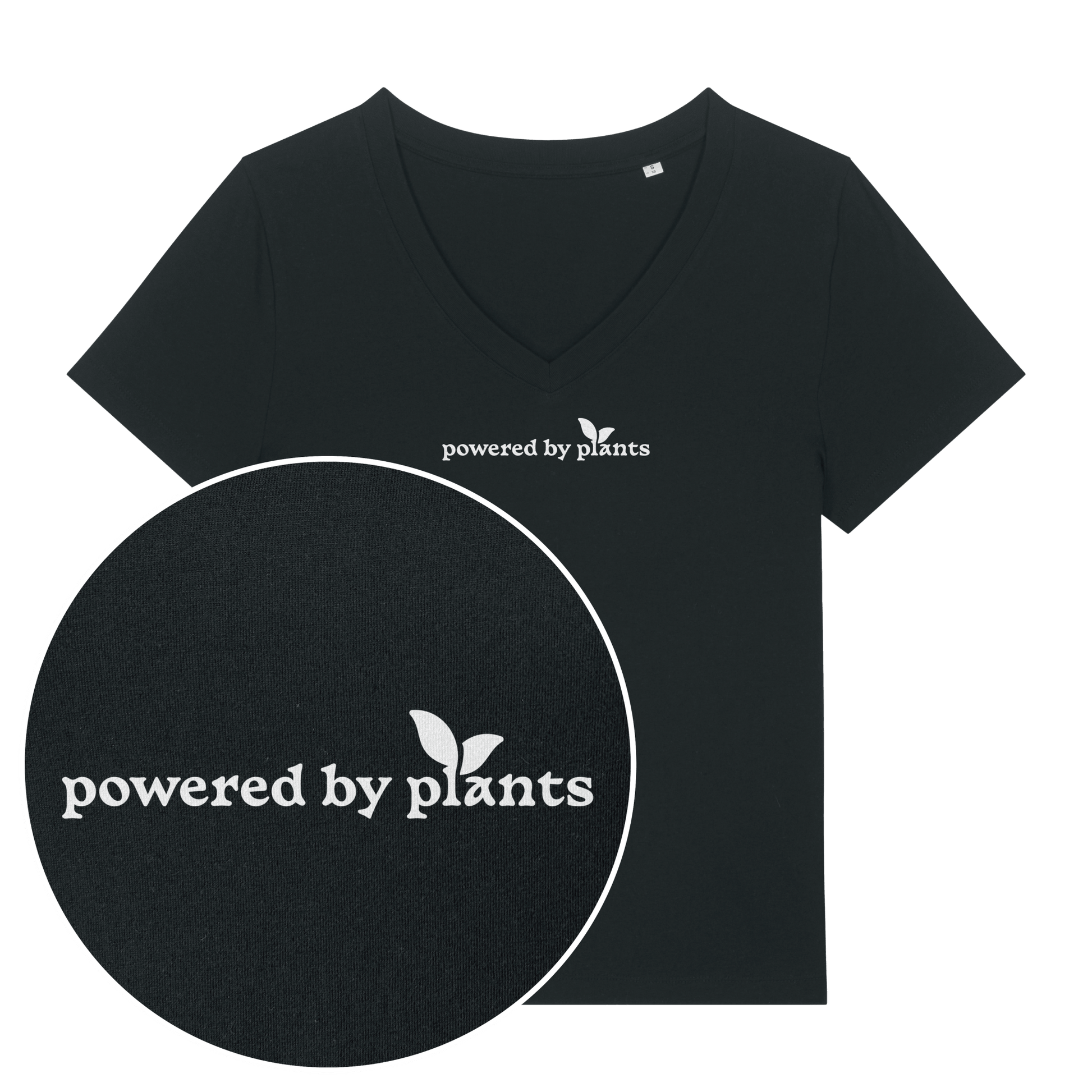 Powered By Plants Leaf Women's V Neck T-Shirt - Vegan America