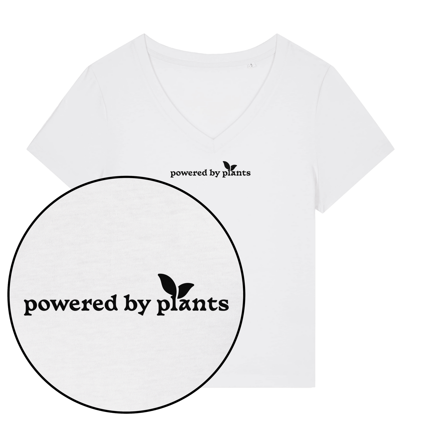 Powered By Plants Leaf Women's V Neck T-Shirt - Vegan America