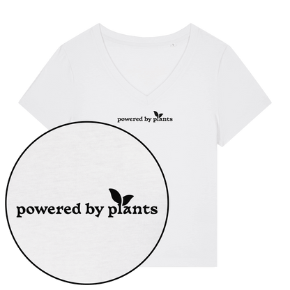 Powered By Plants Leaf Women's V Neck T-Shirt - Vegan America