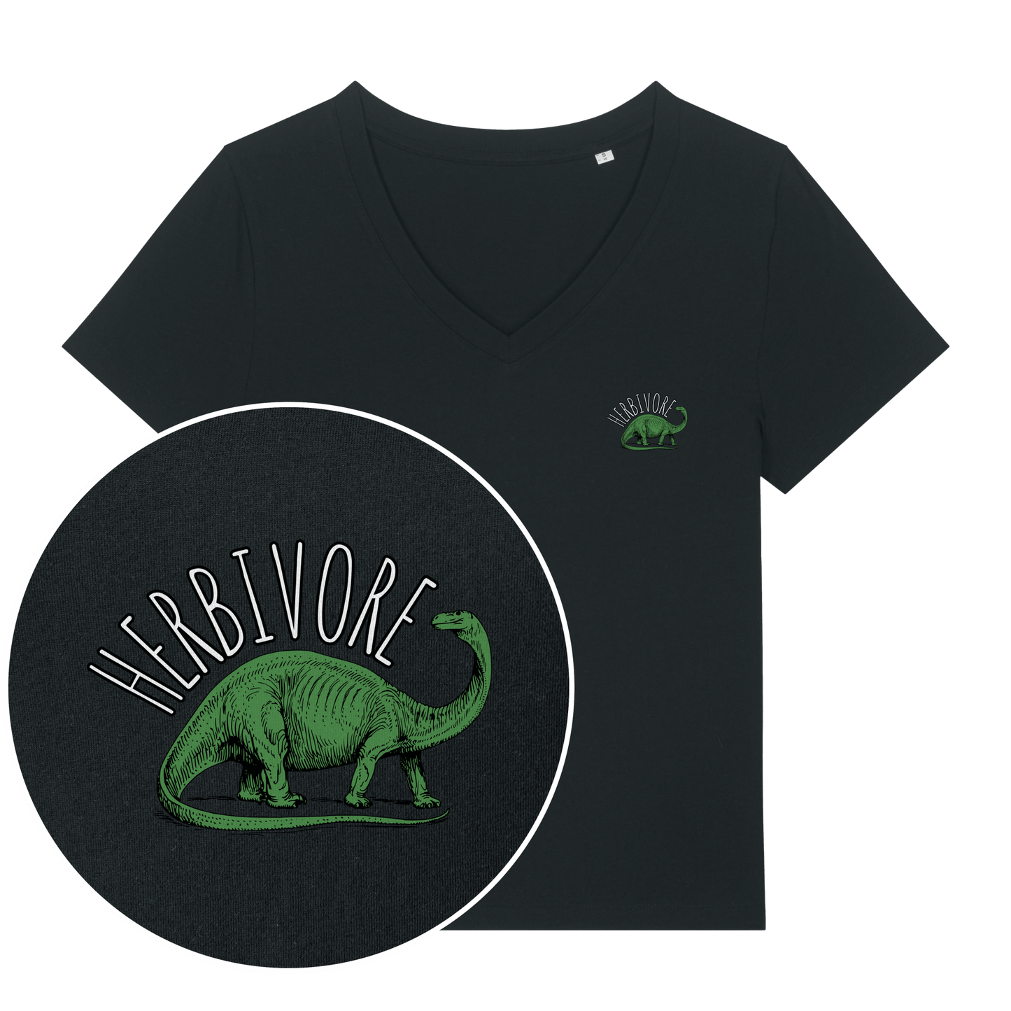 Herbivore Brontosaurus Women's V Neck T-Shirt - Vegan America