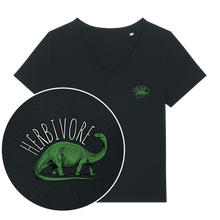 Herbivore Brontosaurus Women's V Neck T-Shirt - Vegan America