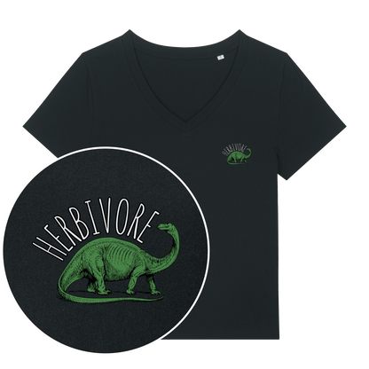 Herbivore Brontosaurus Women's V Neck T-Shirt - Vegan America