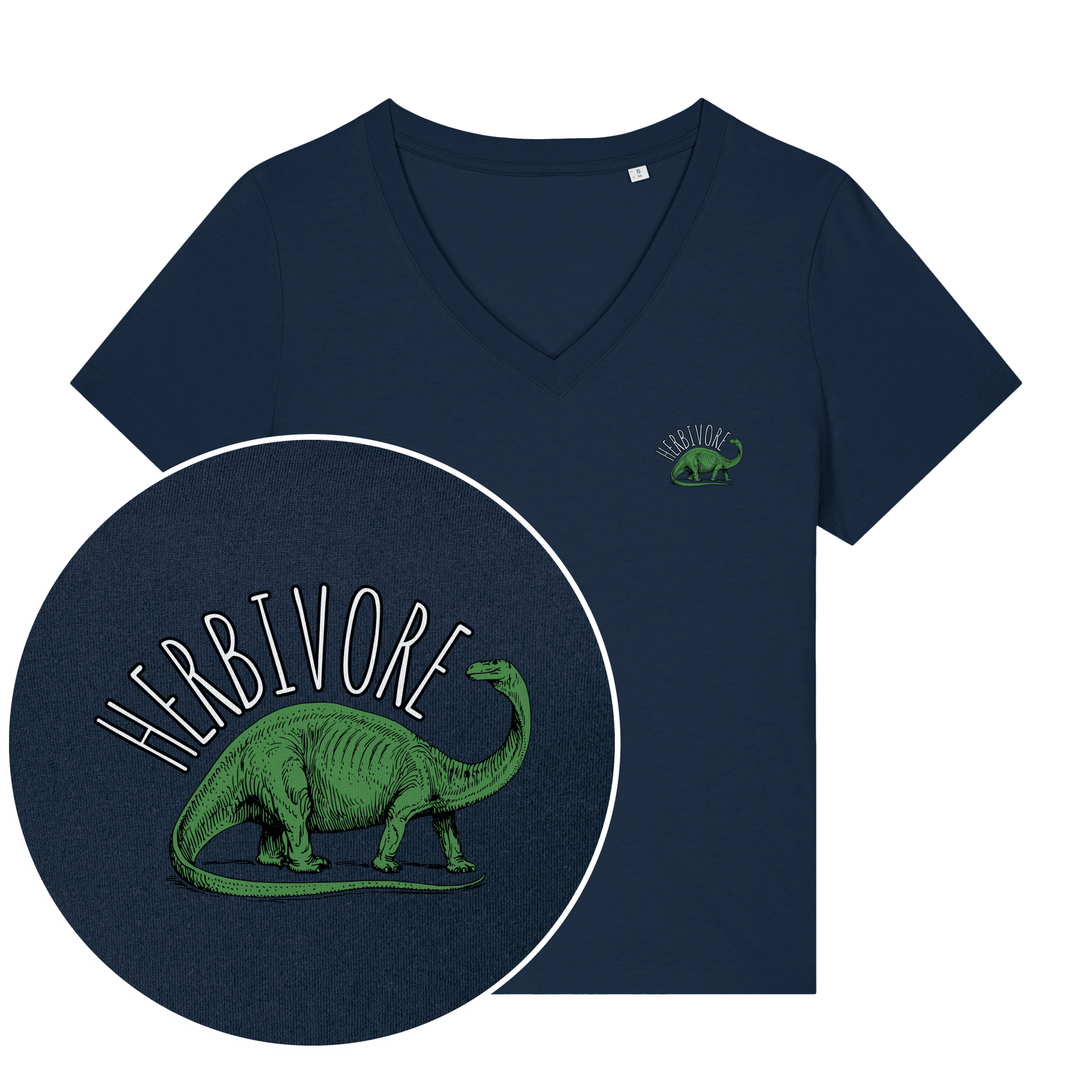 Herbivore Brontosaurus Women's V Neck T-Shirt - Vegan America