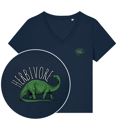Herbivore Brontosaurus Women's V Neck T-Shirt - Vegan America