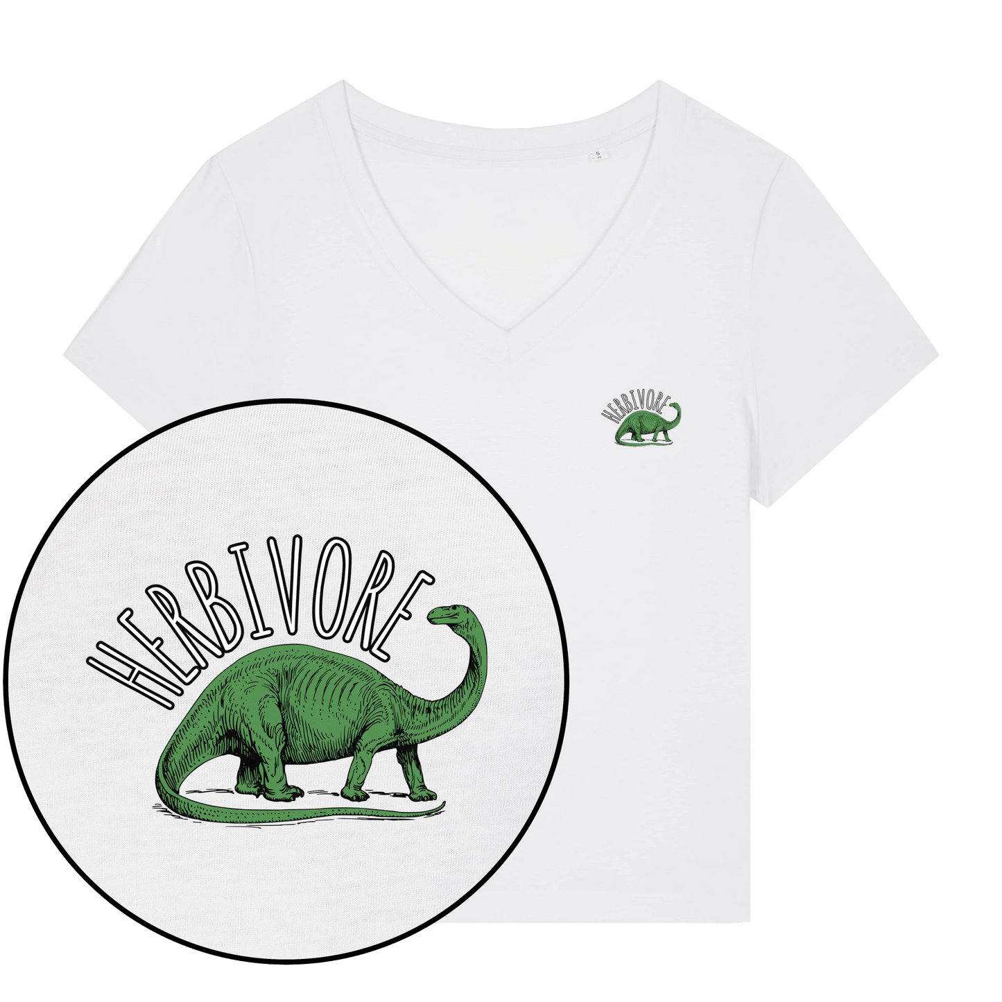 Herbivore Brontosaurus Women's V Neck T-Shirt - Vegan America