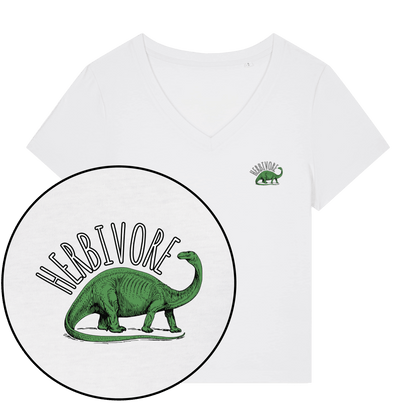 Herbivore Brontosaurus Women's V Neck T-Shirt - Vegan America