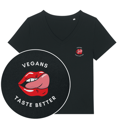 Vegans Taste Better Women's V Neck T-Shirt - Vegan America