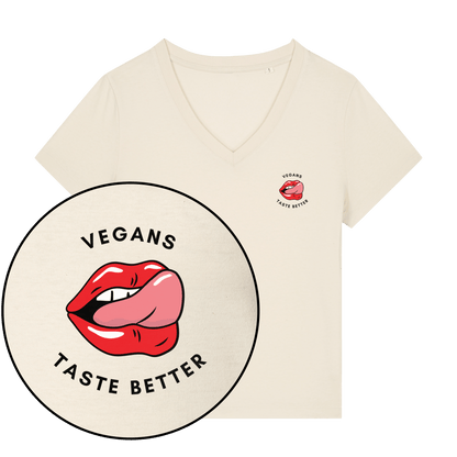 Vegans Taste Better Women's V Neck T-Shirt - Vegan America