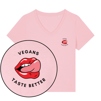 Vegans Taste Better Women's V Neck T-Shirt - Vegan America