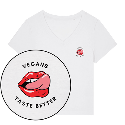 Vegans Taste Better Women's V Neck T-Shirt - Vegan America