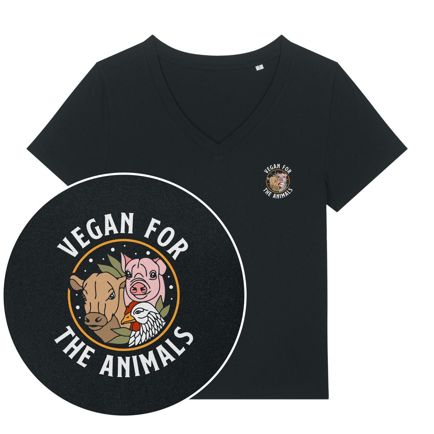 Vegan For The Animals Earthlings Women's V Neck T-Shirt - Vegan America