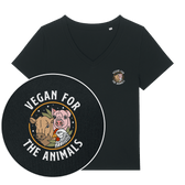 Vegan For The Animals Earthlings Women's V Neck T-Shirt - Vegan America