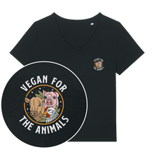 Vegan For The Animals Earthlings Women's V Neck T-Shirt - Vegan America