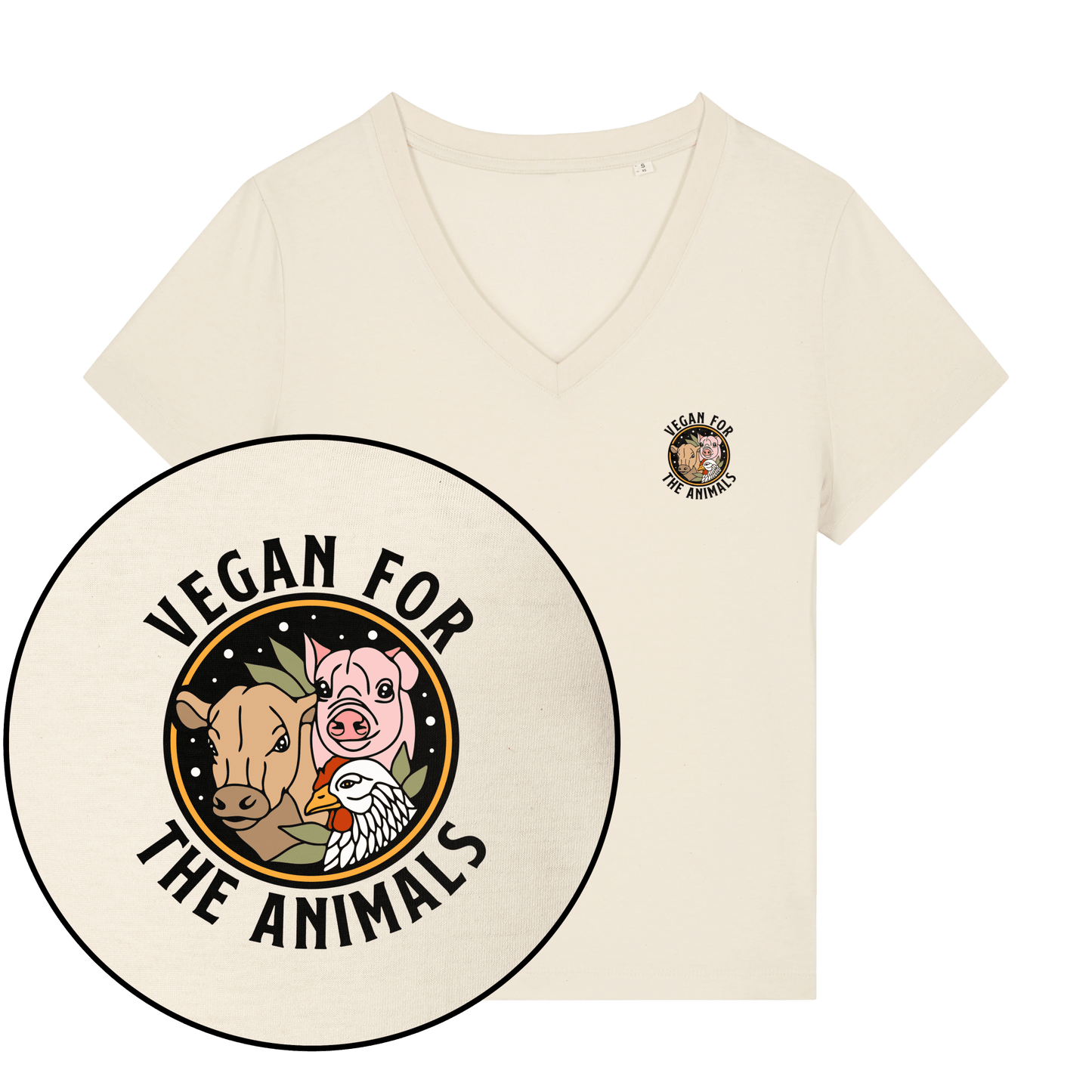 Vegan For The Animals Earthlings Women's V Neck T-Shirt - Vegan America