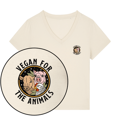 Vegan For The Animals Earthlings Women's V Neck T-Shirt - Vegan America