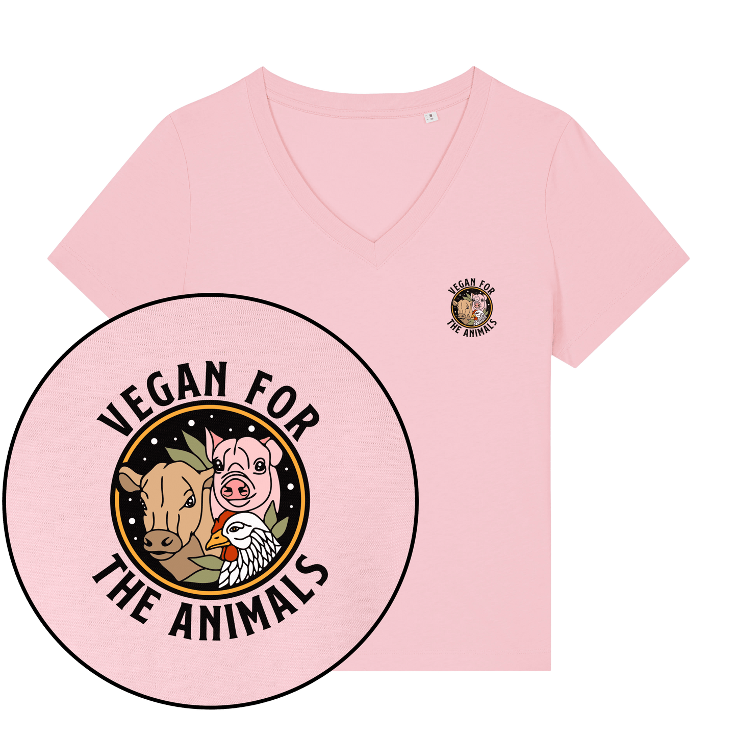 Vegan For The Animals Earthlings Women's V Neck T-Shirt - Vegan America