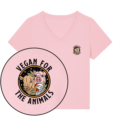 Vegan For The Animals Earthlings Women's V Neck T-Shirt - Vegan America