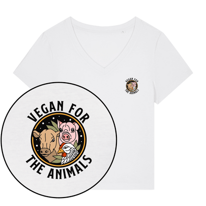 Vegan For The Animals Earthlings Women's V Neck T-Shirt - Vegan America