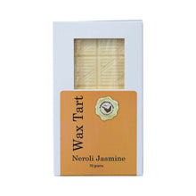 Neroli Jasmine wax tart shown in a white box with a peach label