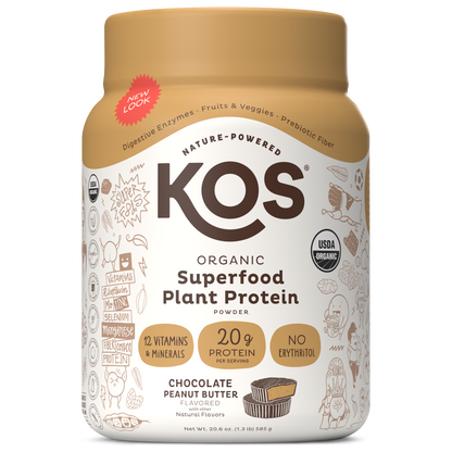 KOS Organic Plant Protein, Chocolate Peanut Butter, 15 Servings