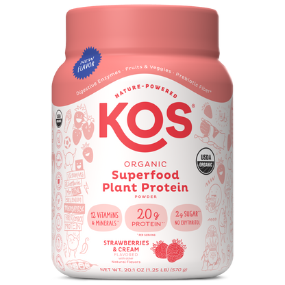 Organic Plant Based Protein Powder Strawberries & Cream Flavored, 15 Servings