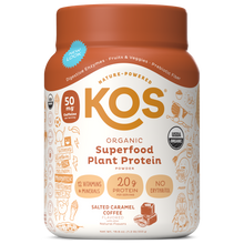 KOS Organic Plant Protein, Salted Caramel Coffee, 15 servings