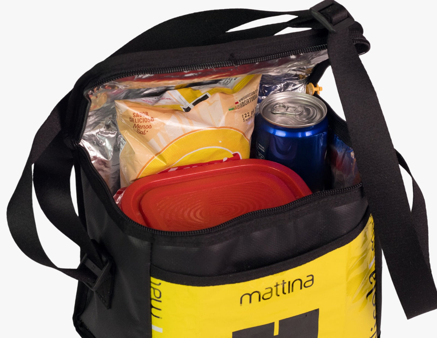 lunch bag cat food package pink & yellow