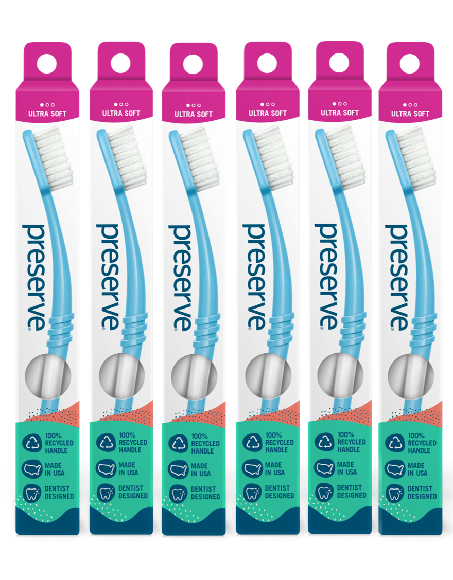 Preserve Adult Toothbrush - White | 6-Pack | Ultra Soft