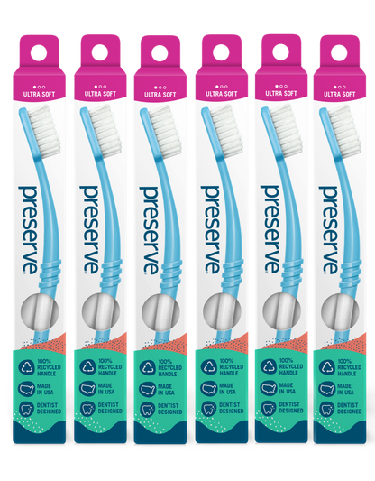 Preserve Adult Toothbrush - White | 6-Pack | Ultra Soft