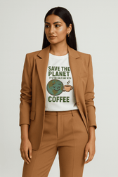 The Only Planet With Coffee, Funny Tshirt - Vegan America