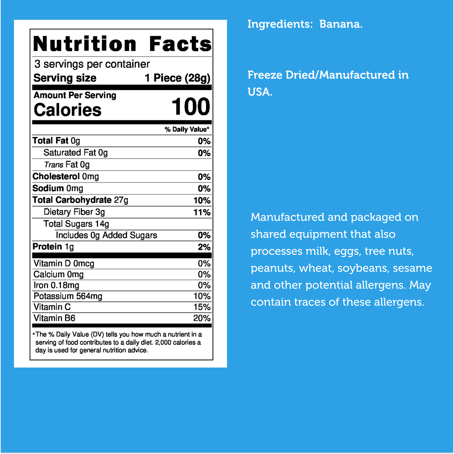 Freeze Dried Organic Whole Bananas