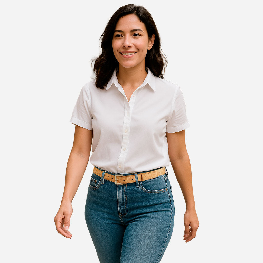 Women Cork Belt 1" (25mm) - Gold Buckle